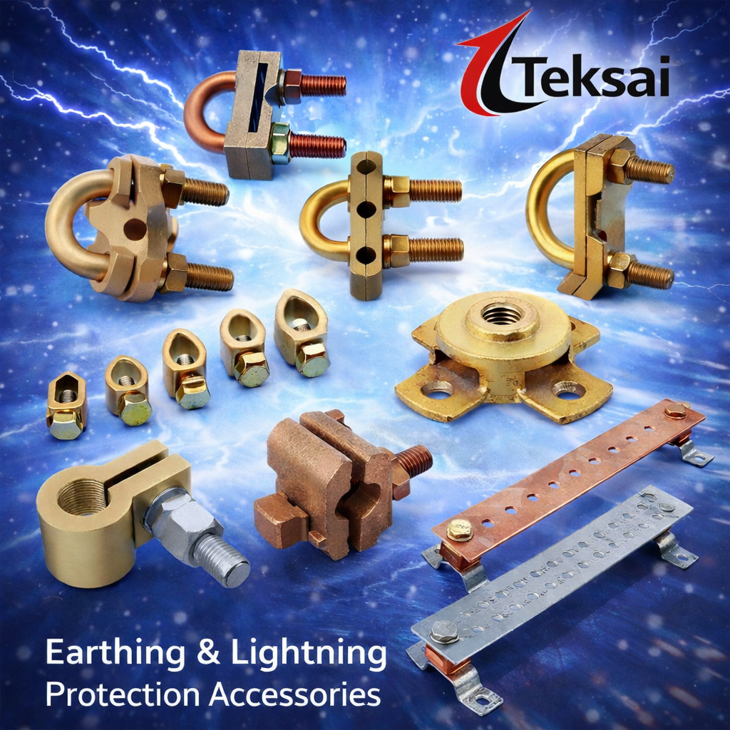 TEKSAI Conductor Clamps & Accessories - Complete Range of Lightning Protection Connection Hardware